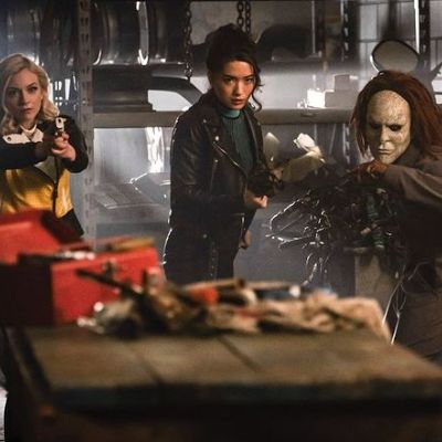 Photo of Reina Hardesty with the cast of The Flash series.